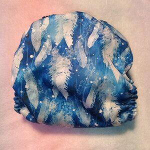 Blue & White Feathers OS Pocket Cloth Diaper by Mama Koala Cloth Diapers